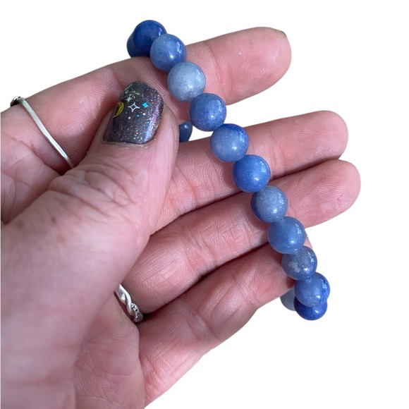 Blue Aventurine All Natural Crystal Stone Healing Properties Stretch Bracelet - Picture 8 of 9